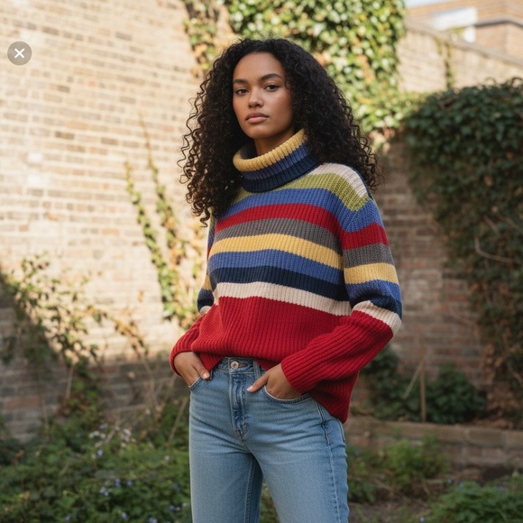 Liz Claiborne Sweaters - Liz Claiborne Vibrant Striped Turtleneck Sweater